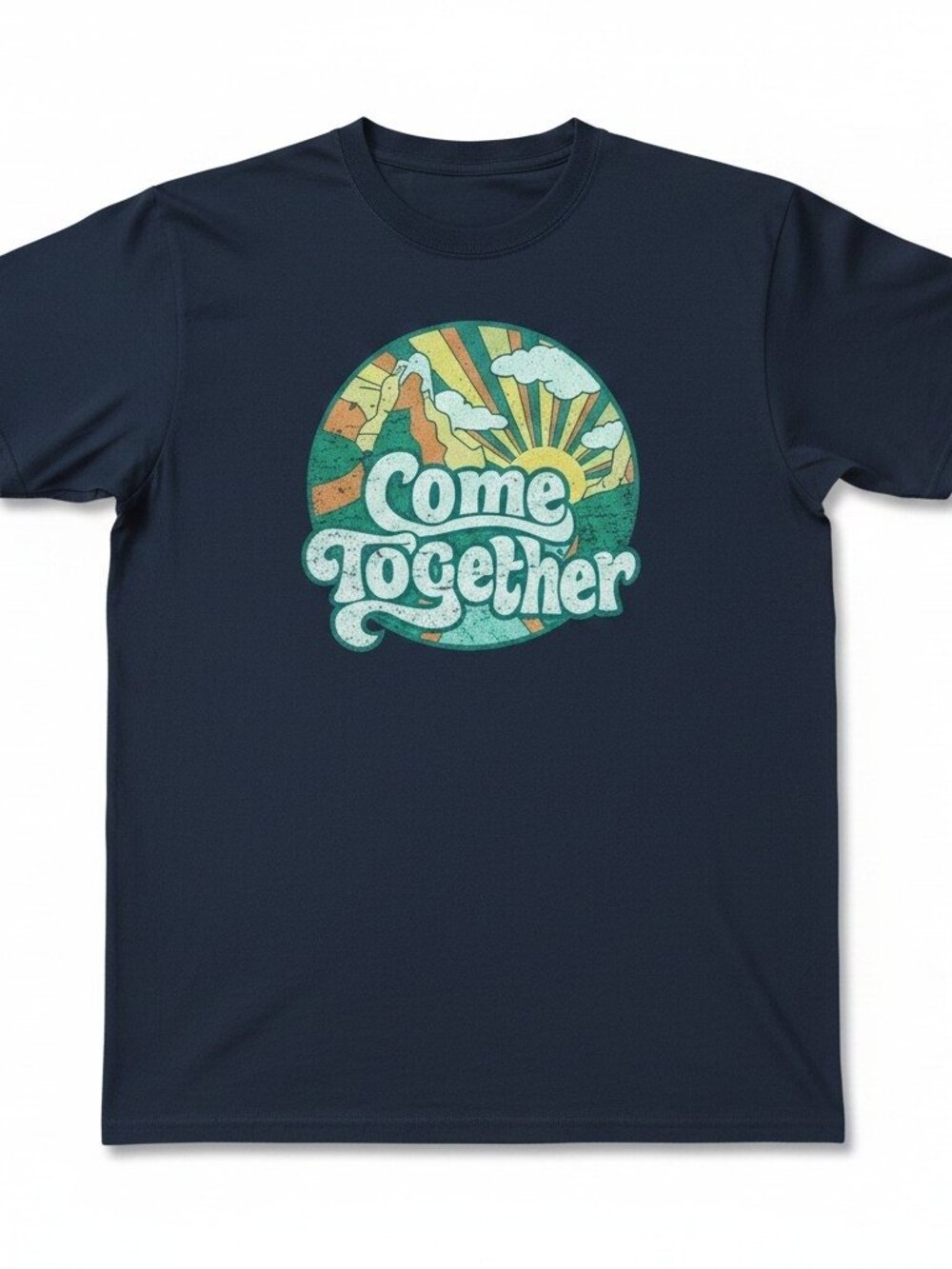 DOM Navy Come Together Graphic T-Shirt Large 100% Cotton Vintage Style